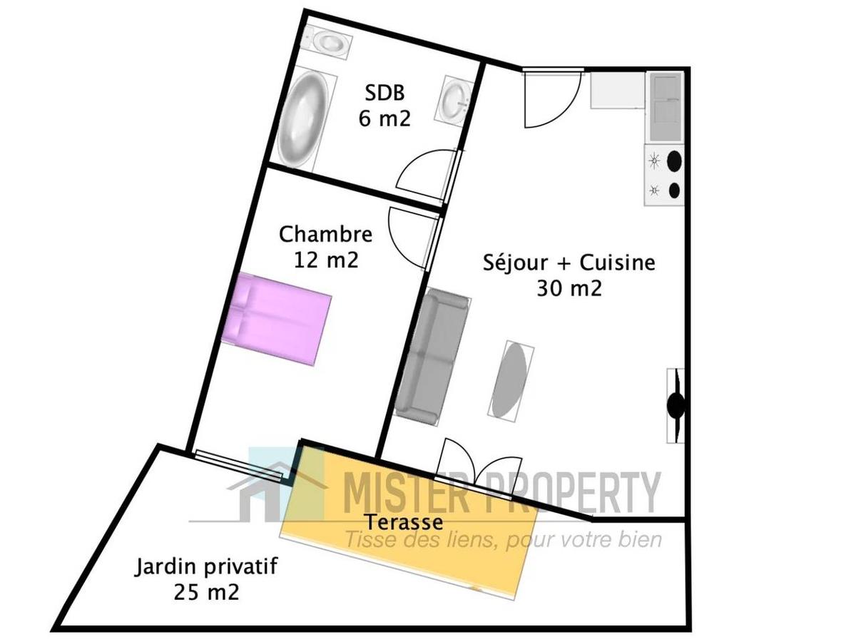 MONTESSON CENTRE - GRAND 2 PIECES - TERRASSE - PARKING 6